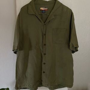 Havana jacks silk button up shirt with palm tree design size L